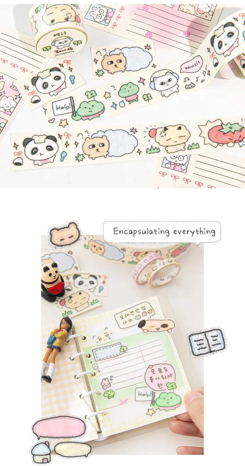 Cute Cartoon Washi Tape Flash Film Dialogue Hand Account Decorative Tape Collage Planner DIY Stationary Stickers