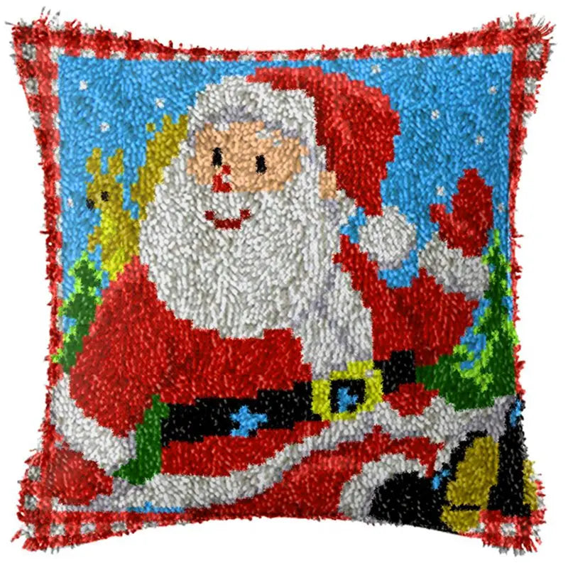 Snowman Elk Christmas Latch Hook Kits Smyrna Pillowcase Knot Pillow Package Latch Hook Kit Set For Needlework Embroidery Cushion