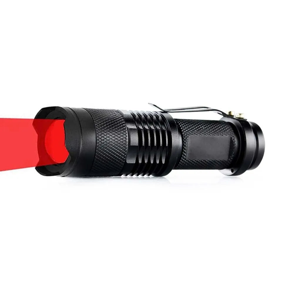 300Lumens 7W Waterproof Lanterna Zoomable Led Flashlight Red Light Torch 3Mode Penlight Portable Led Lights for AA/14500 battery