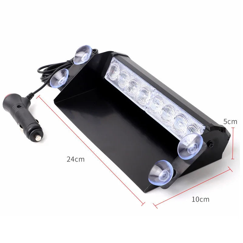 8 LED Police Lights Strobe Light For Car 12V Emergency Signal Lamps Warning Light Auto Truck Flashing Windshield Flash Lighting