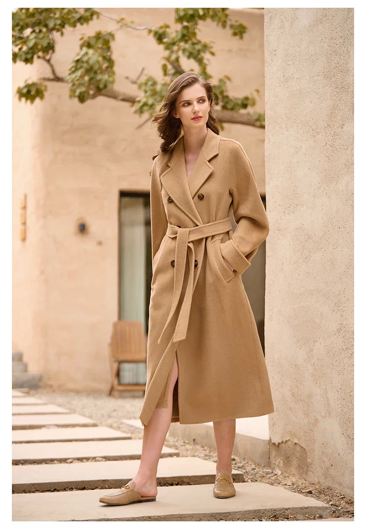 Women's Coat Double-sided 10% Cashmere 90% Wool Women's Long Coat Jacket, 2024 Winter New Long Cashmere Coat Women