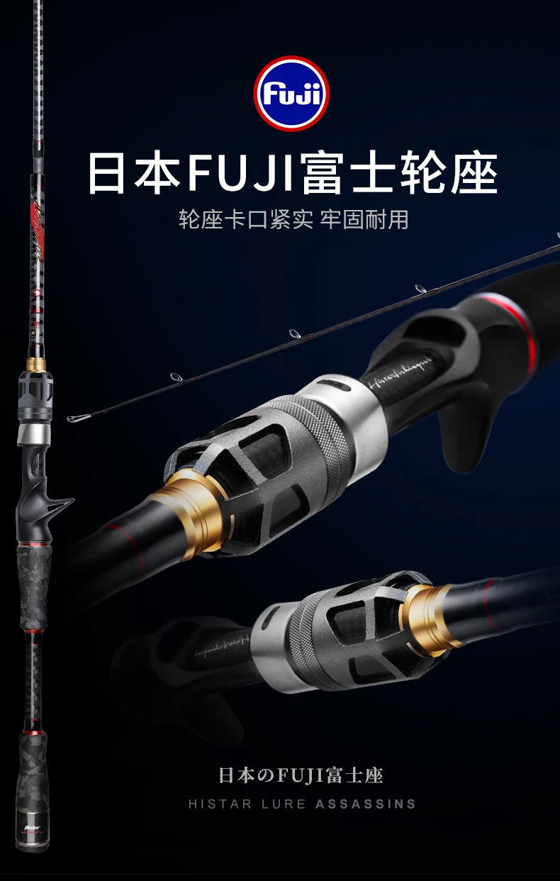 HISTAR Spinning Casting Carbon Fishing Rod 1.68M-2.44M Untra-Light Lure Rod 4 Sections Portable Travel Rods with Portable Bag