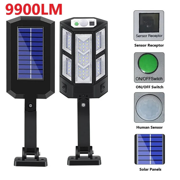 Newest 9900LM Solar LED Lights Outdoor Solar Lamp Of Motion Sensor 4 Mode Waterproof IP65 Solar Garden Light Street Yard Lantern