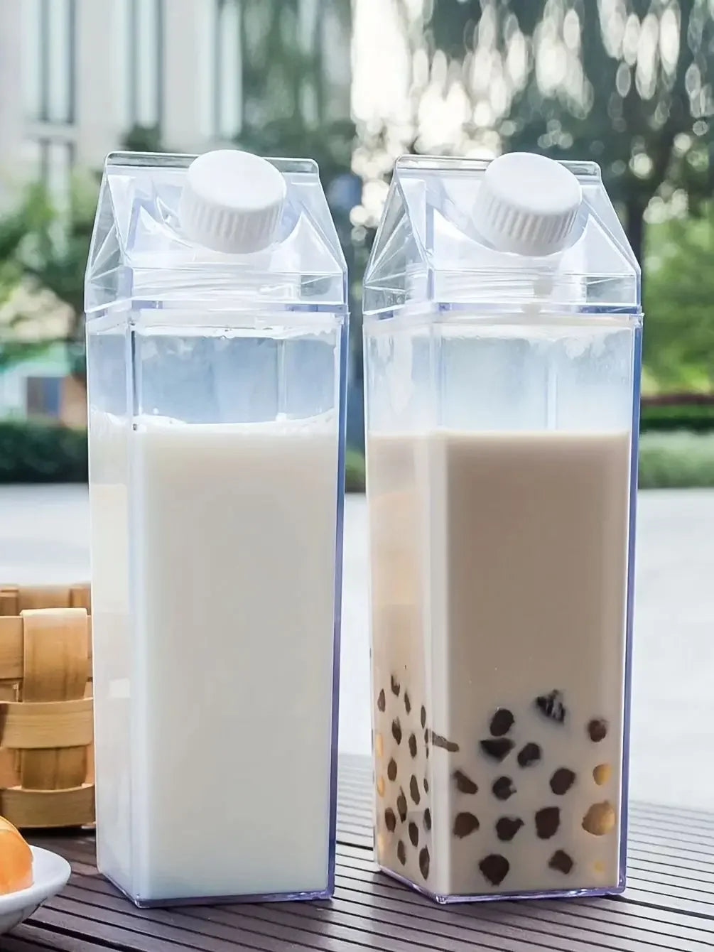 1pc/2pcs Square Milk Storage Bottles - Unique Carton Design, Transparent, Portable, 500ML Capacity, with Measurements