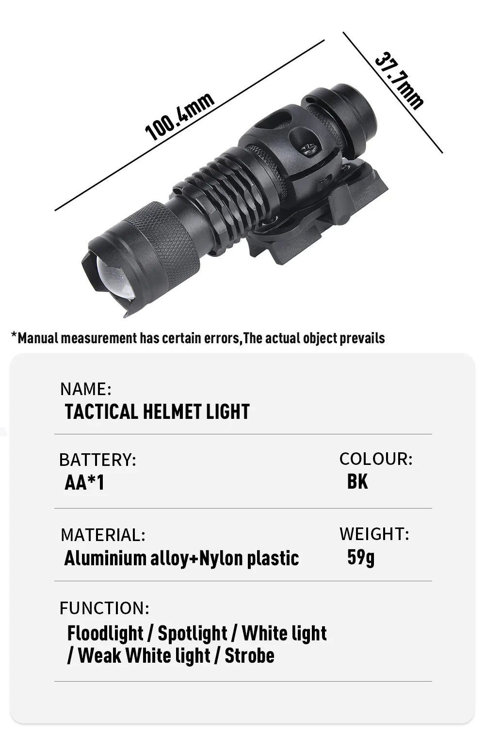 WADSN Tactical Scout FAST Helmet Light AIrsoft Strobe Mini White LED Lamp Constant Momentary Huting Output Helmet Flashlight