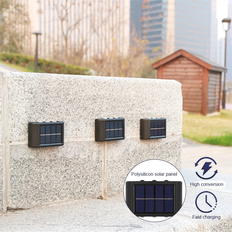 8/10/12/16LED Solar LED Light Waterproof Garden Decor Lamps For Balcony Yard Street Landscape Wall Light Outdoor Solar Lamp