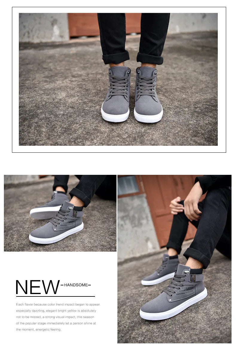 2024 Fashion Men Casual Shoes High Top Canvas Shoes Sneakers Man Lace-Up Breathable Trainers Men Baskets Basic Flats Shoes