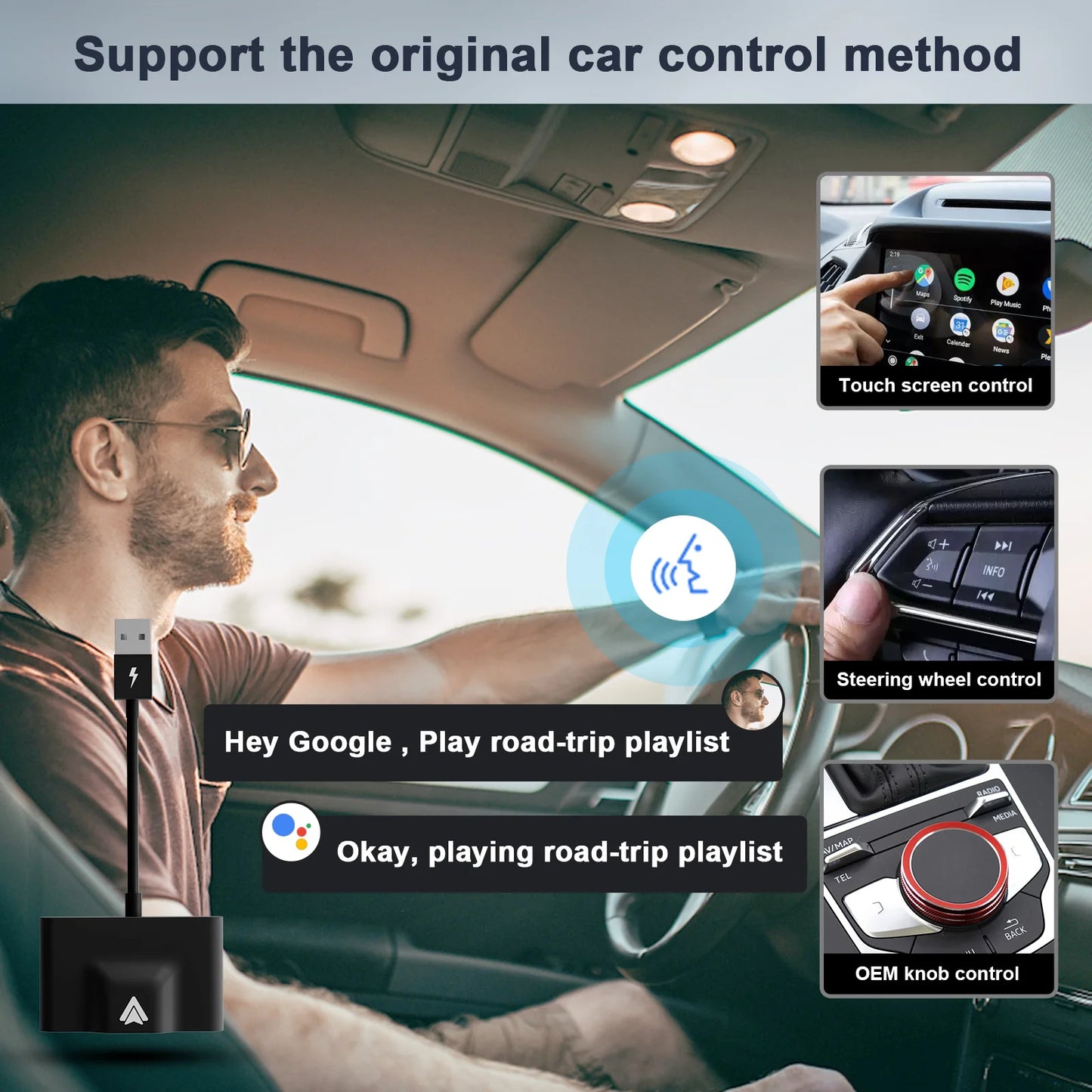 Wireless Android Auto Adapter for OEM Wired AA Cars Android Auto Dongle for Android Phone Convert Wired to Wireless 5Ghz WiFi