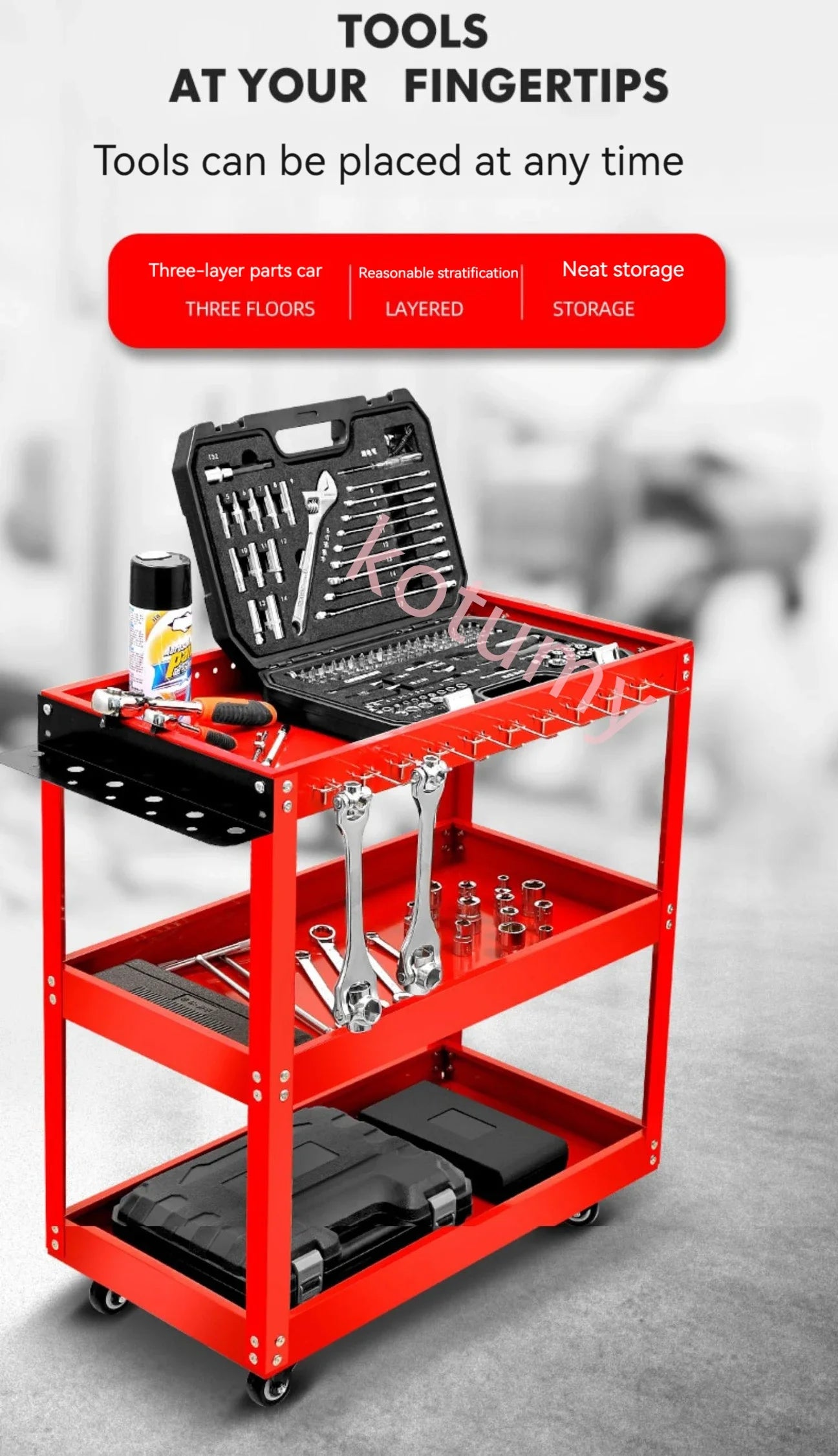 Multifunctional Tool Trolley Toolbox Tool Cart With Mute Wheels Maintenance Storage Shelf Layer Small Cart