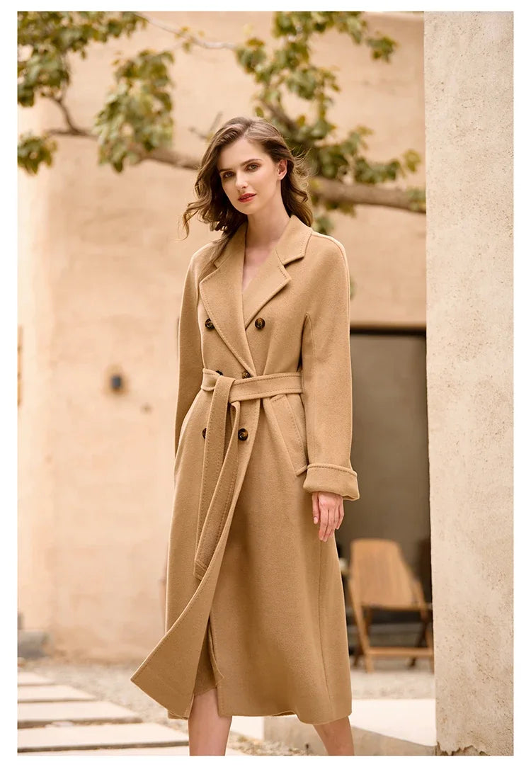 Women's Coat Double-sided 10% Cashmere 90% Wool Women's Long Coat Jacket, 2024 Winter New Long Cashmere Coat Women