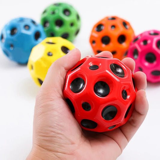 Useful Hole Ball Soft Bouncy Ball Anti-fall Moon Shape Porous Bouncy Ball Kids Indoor Sports Balls Toy Children Anti Stress Toys