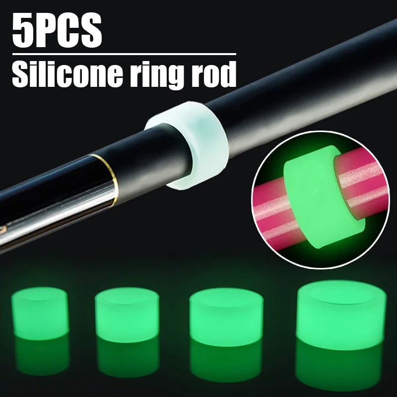 Luminous Silicone Fishing Rod Anti-skid Ring Finger Rod Ring Fish Gear Silicone Rod Stop Ring Fishing Tools Rubber Float Stopper