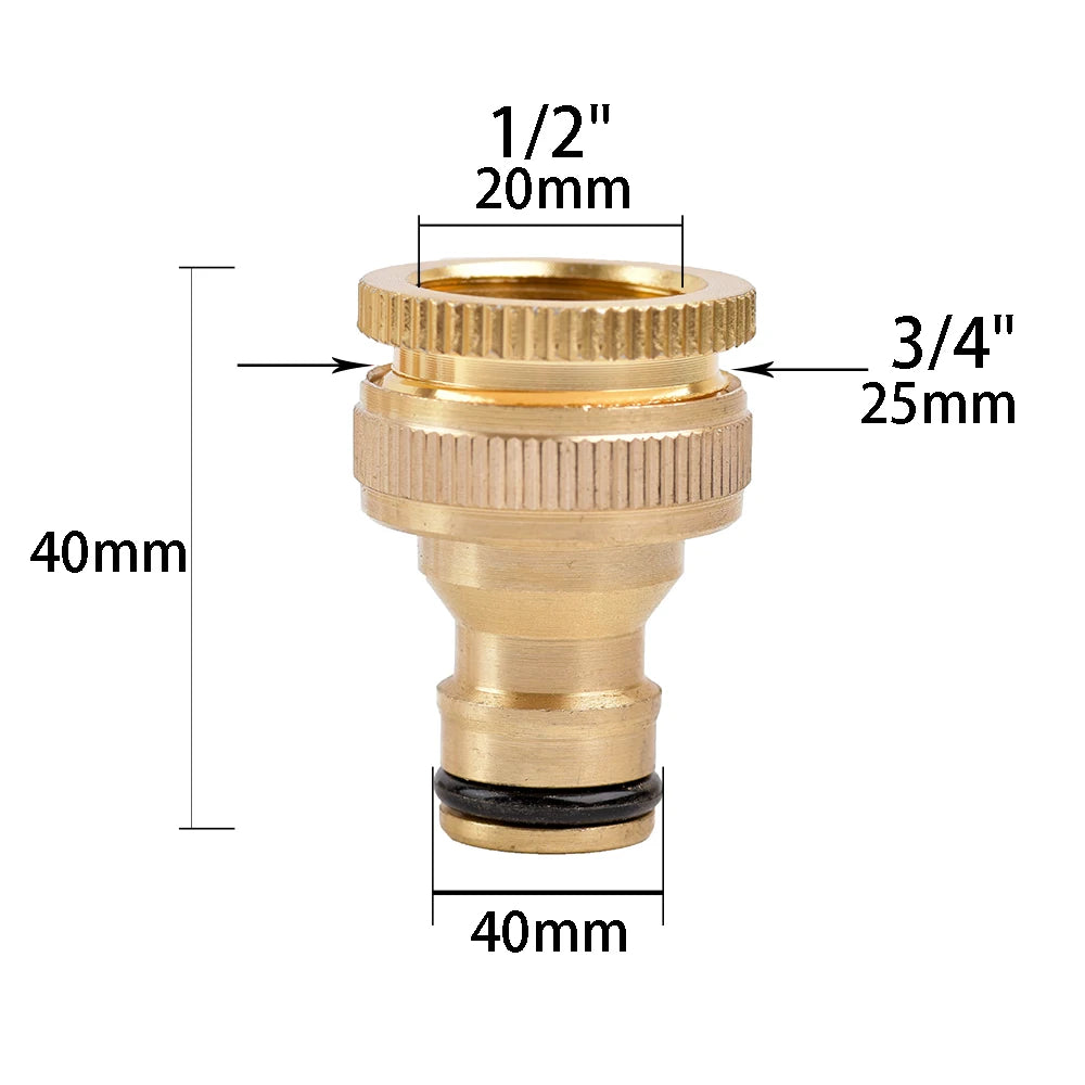 1/2'' 3/4'' 1'' Brass Tap Quick Connecter 16mm 20mm Copper Hose Coupling Adapter Garden Tubing Repair Watering Gun Fittings Tool