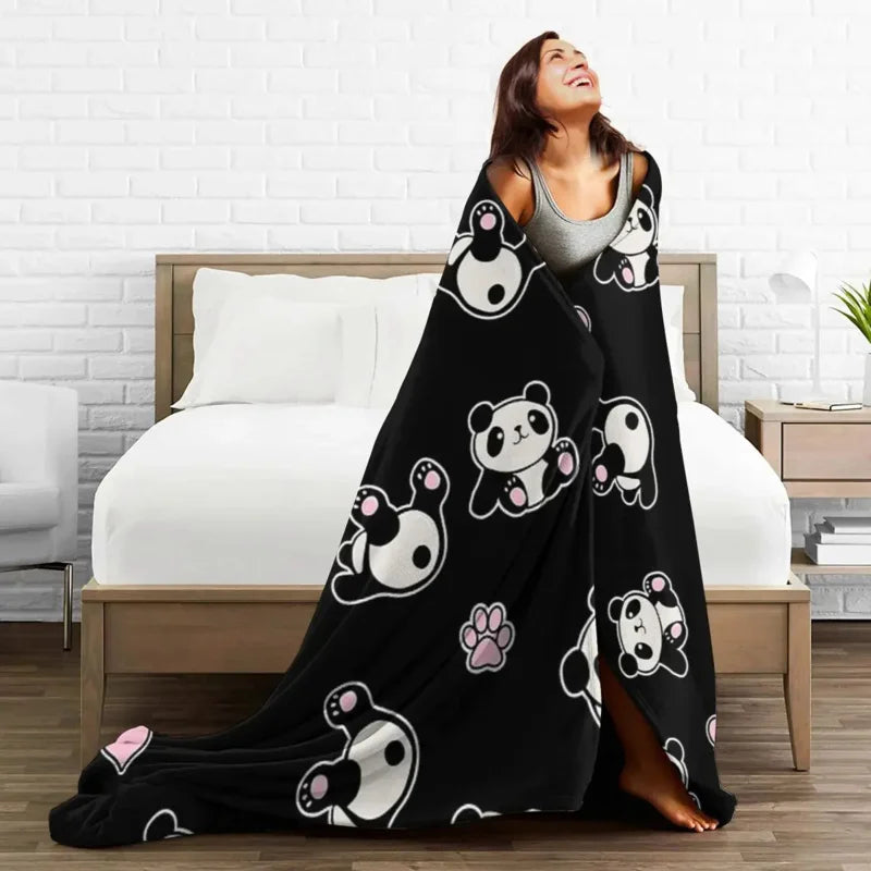 Panda Cute Animal Blankets Soft Warm Flannel Throw Blanket Bedspread for Bed Livingroom Picnic Travel Home Sofa