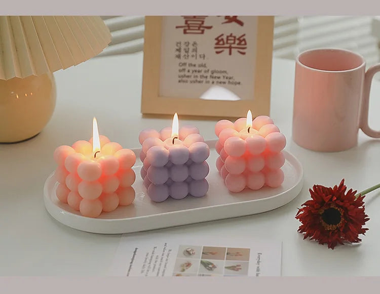 Ins Style Bubble Cube Candle Handmade Scented Candle Aromatherapy Soy Wax Candle Wedding Birthday Candles Party Home Decoration