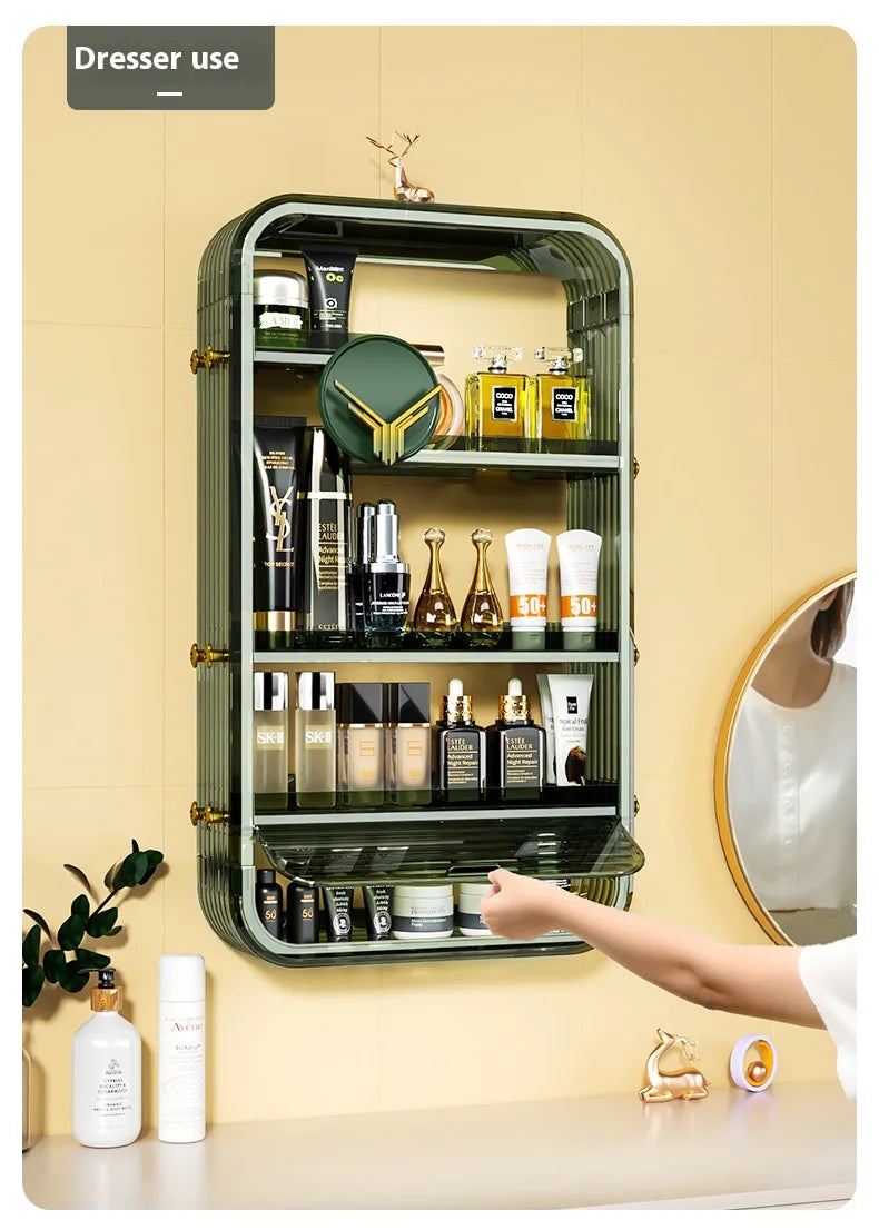 Makeup Organizer Shelf Hangable Cosmetic Display Cases Skincare Storage Box Bathroom Wallhanging Multi-Function Floating Rack