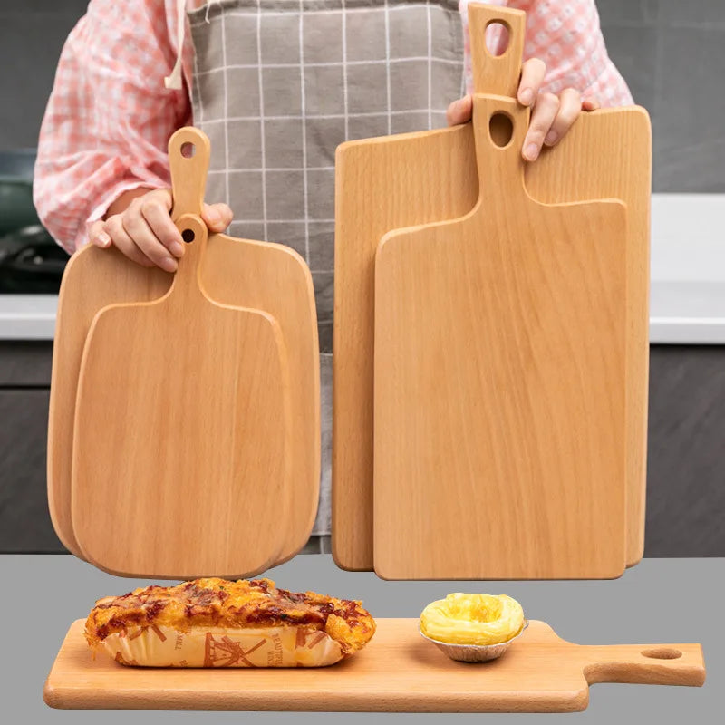 HEMU Beech Chopping Blocks Kitchen Wood Food Plate Wooden Pizza Sushi Bread Whole Wood Tray Cutting Board No Paint