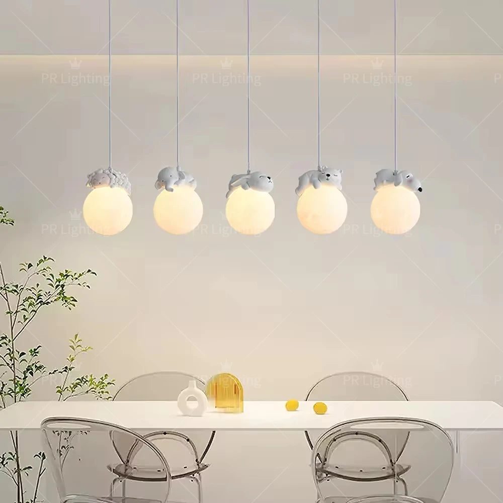 Creative Cartoon Animals LED Hanging Chandelier for Living Room Kid’s Bedroom Bedside Lamps Home-appliance Decor Pendant Lights