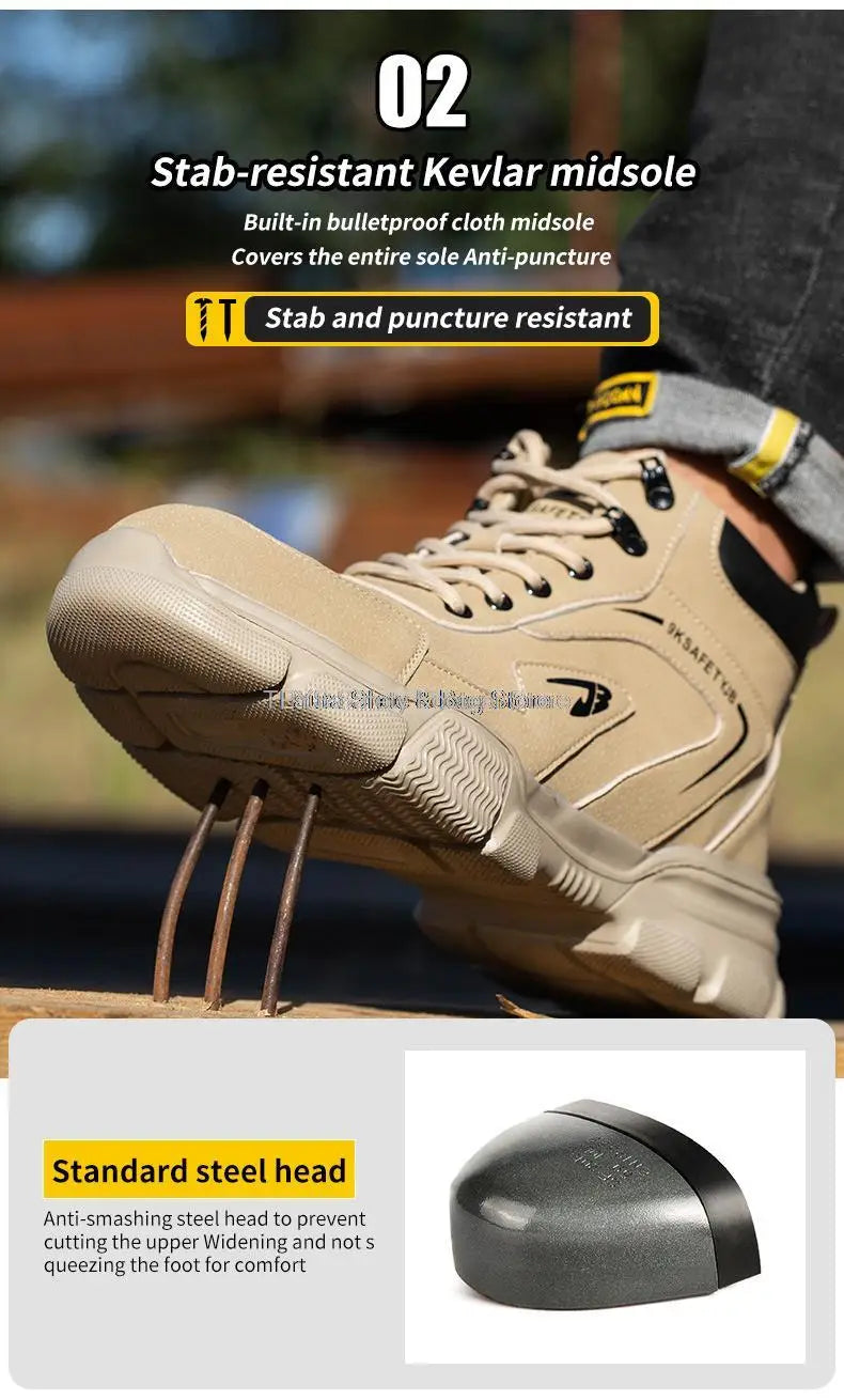 2023 New Men's Safety Shoes Winter Safety Boots Man Anti Smash Puncture Proof Safety Work Shoes Men Waterproof Warm Shoes Men