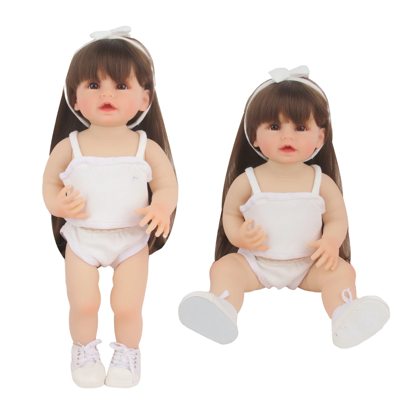 55CM 22 Inches Baby Reborn Girl Doll Full Body Soft Silicone Cute Newborn Dolls With Shoes,Clothes Girl's Best Gift Festival Toy