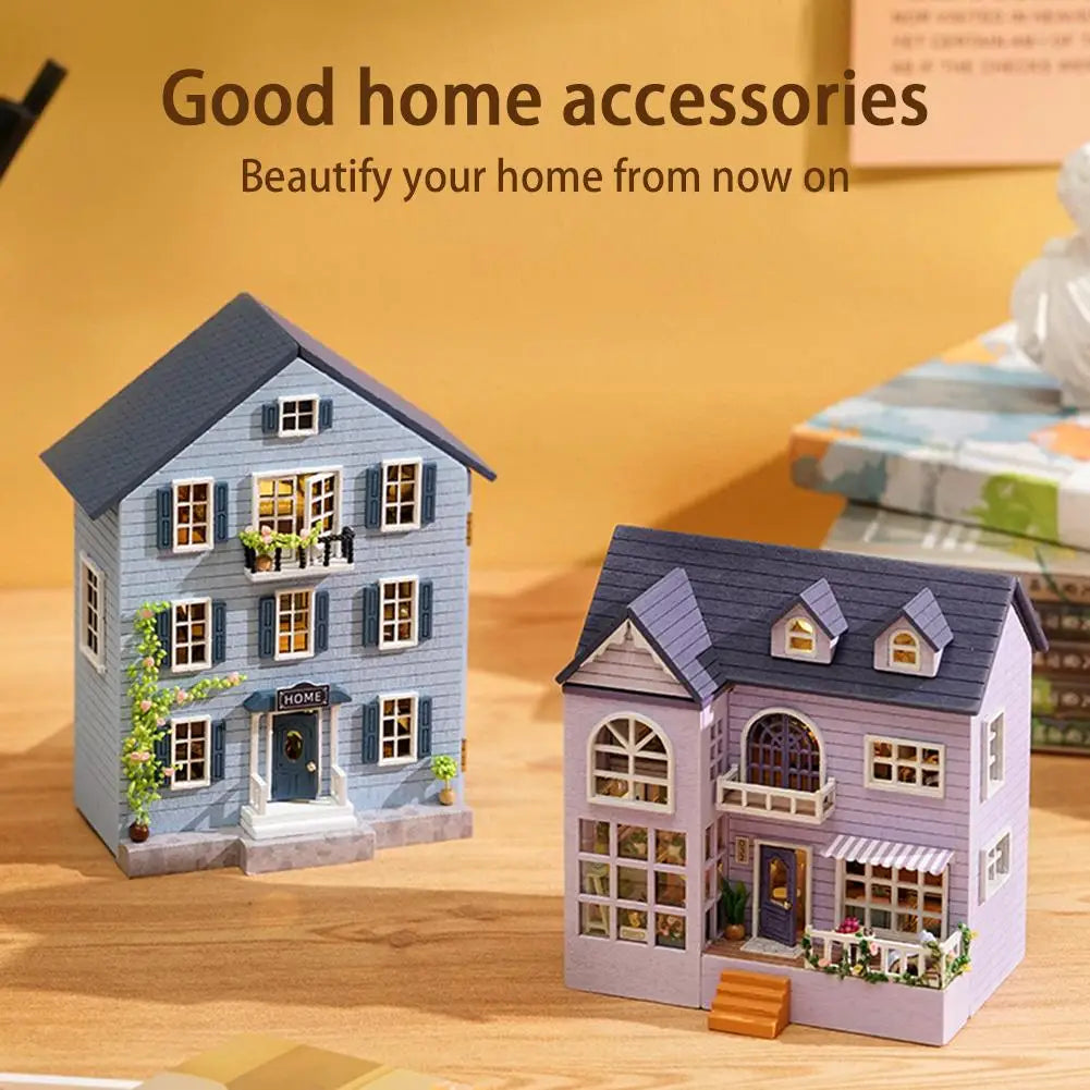 DIY Wooden Miniature Building Kit 3D Doll Houses With Furniture Light Molan Mini Casa Handmade Toys For Girls Gifts E2N8