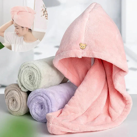 1PC Hair Drying Hat Quick-dry Microfiber Hair Towel Cap Hat Women Bath Hat Solid Towel Cap Super Absorption Turban Hair Dry Cap