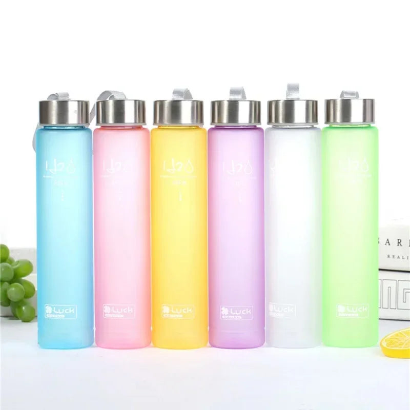 Frosted Transparent Plastic Cup With Rope Drinking Bottle Sports Couple Water Cup Drinkware Thermos for Water Bottles Jug Dining