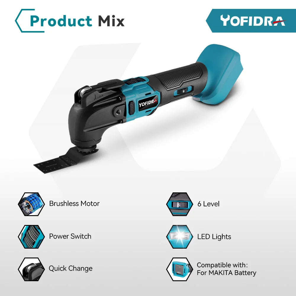 Electric Oscillating Multi-Tools Brushless Variable Speed Renovator DIY home improvement Power Tool For Makita 18V Battery