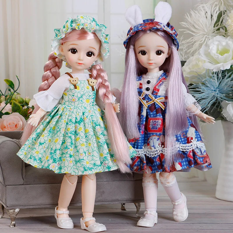 2024 New BJD Doll 30 Cm 1/6 Clothes with Multiple Joints Detachable 3D Eye Humanoid Doll Girl Dress Up Birthday Gift Toy