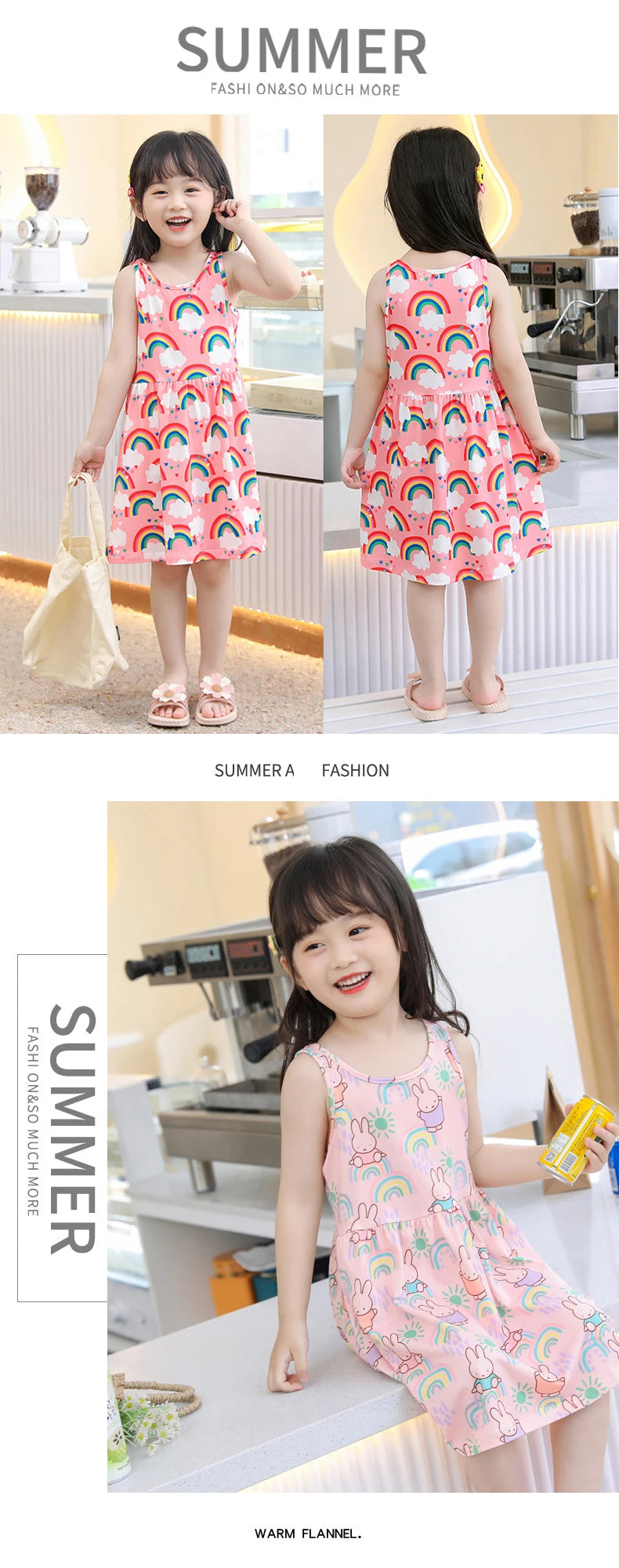 Cute Summer Children Clothing Girl Dresses Kids Dresses Clothes for Girls Party Princess Fashion Outfit Cartoon Beach Dress