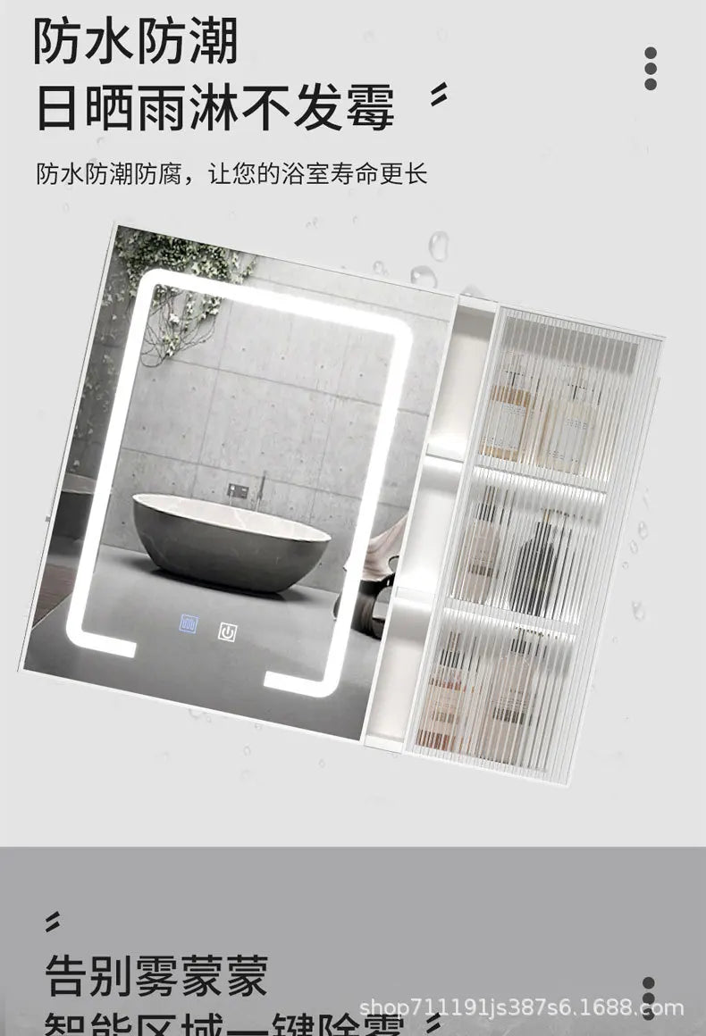 Bathroom Wall Cabinet Mirror Makeup Medicine Cabinet Wall Mounted Bathroom LED Mirror with Storage Cabinet with Vanity Mirror