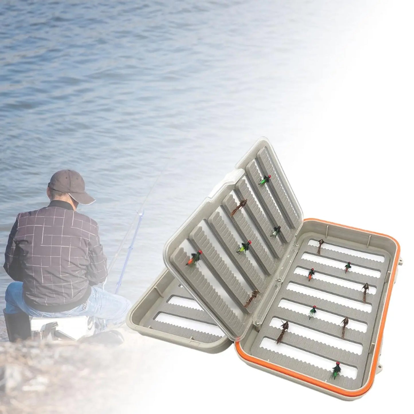 Waterproof Fly Box Fly Holder Container Jig Organization 4 Sided Case Fishing Storage for Dry Fly Bass Trout Gear