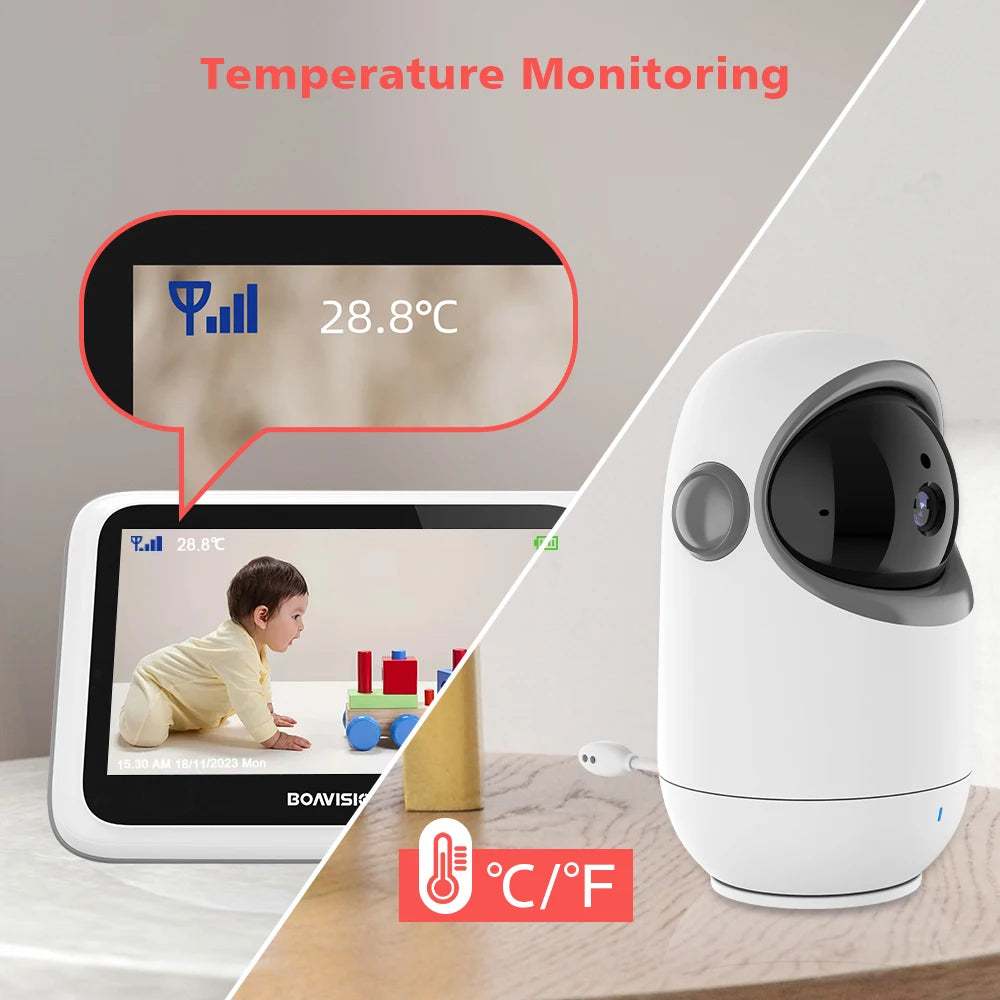 4.3 Inch Video Baby Monitor With Pan Tilt Camera 2.4G Wireless Two Way Audio Night Vision Security Camera Babysitter VB801