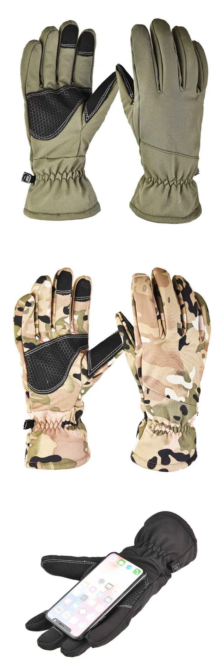 Winter Tactics Outdoors Camouflage Hunting Warm Non-Slip Fishing Gloves Waterproof Touch Screen Ski Camping Cycling Sport Gloves