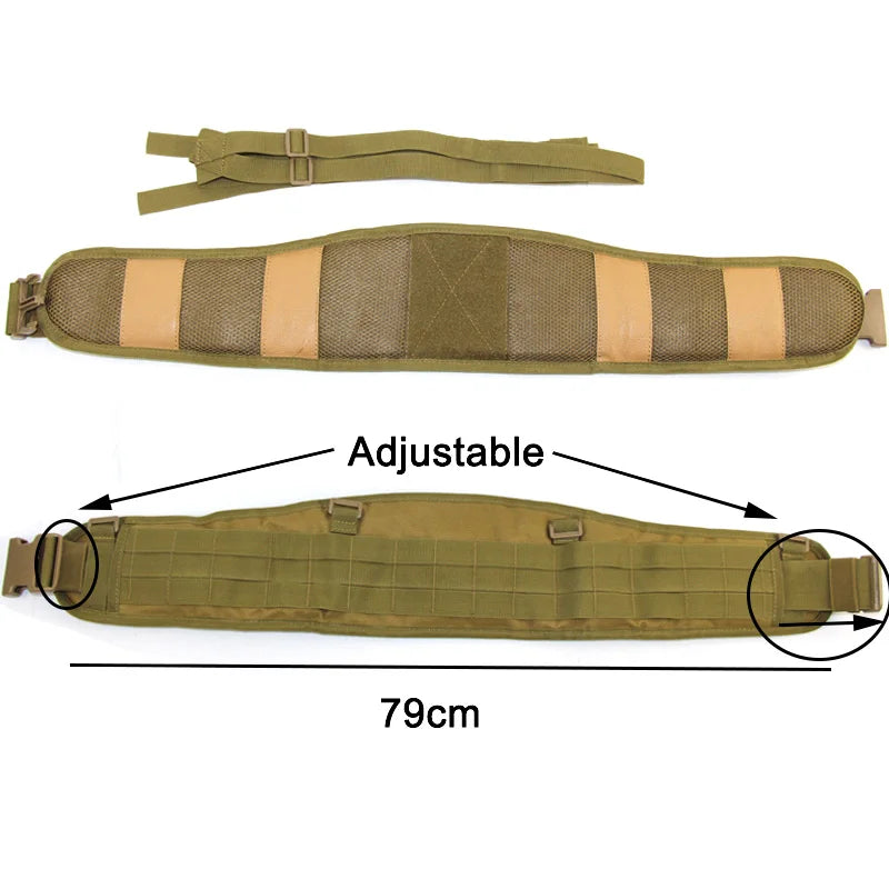 Tactical Molle Waist Belt Outdoor Hunting Military Padded Waist Belt Combat Patrol Belt Nylon Adjustable Waistband Men