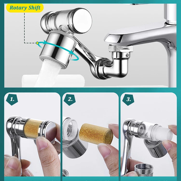 1080° Rotation Filter Faucet Aerator Copper Tap Saving Water Nozzle Kitchen Universal Faucet Bubbler Anti Splash Head Extender