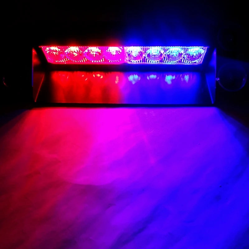 8 LED Universal Car Strobe Light Flasher Vehicle Flashing Warning Lamp Red Blue Police Emergency lights 3 Flashing Modes DC12V