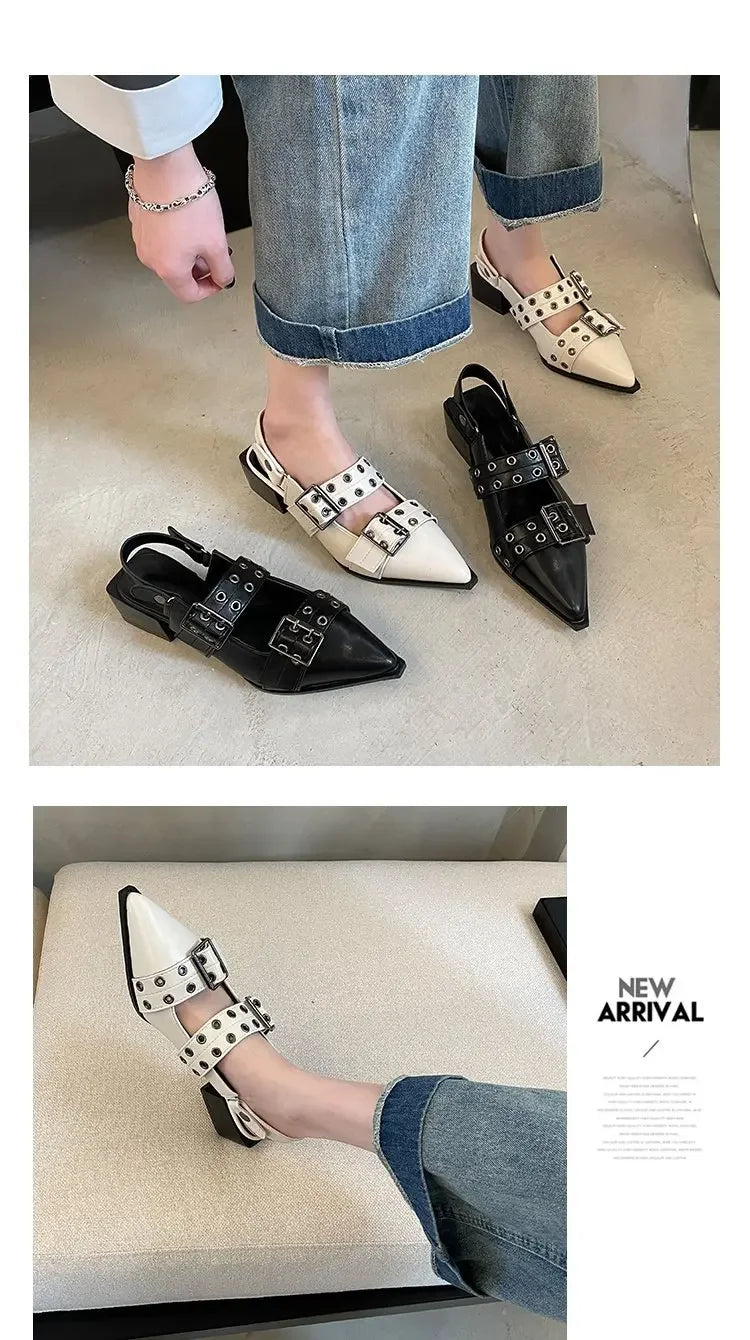 2024women's sandals summer  Ballet flats women Pointed rivet single shoe Platform Women Sandals zapatos de mujer tendencia