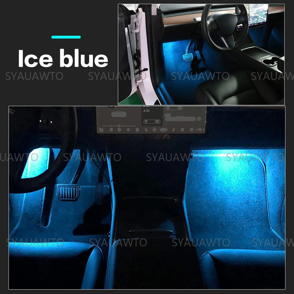 For TESLA Model 3 X Y S 2018 - 2023 LED Car RGB Footwell Lamp Atmosphere Light Interior Decorative Lighting Bulb Accessories