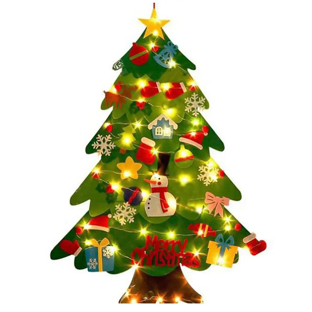 Clearance Sale LED Christmas Tree Wall Hanging DIYS Christmas Felt Tree Set Navidad 2025 Dec Include 21pcs Detachable Ornaments