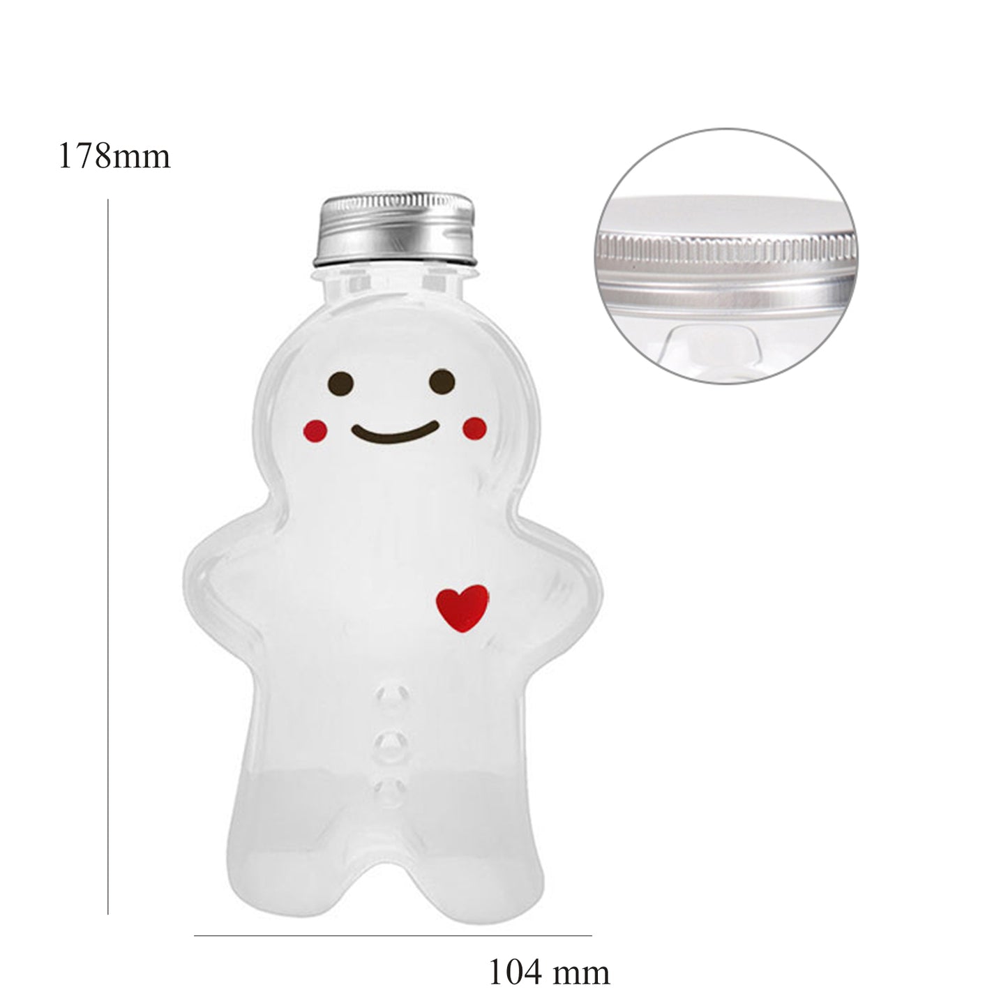 10PCS Christmas Bottles Gingerbread Man Drinking Cup Shaker for Milk Juice Bottles Xmas Candy Cookie Jars Gifts Wrapping Bottles