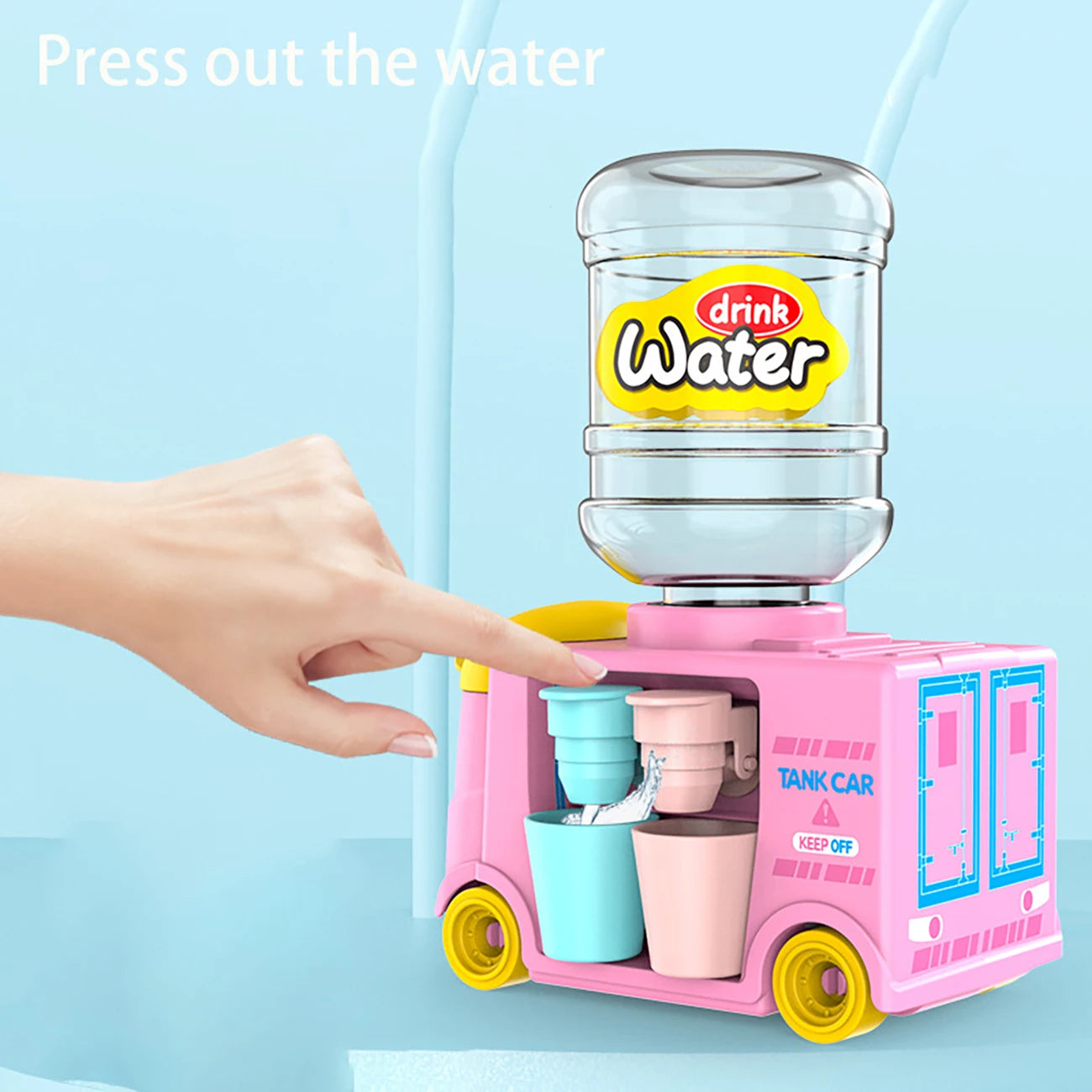 1pc Mini Children Dual Water Dispenser Toy with Cute Pink Blue Cold/Warm Water Juice Milk Drinking Fountain Simulation Kitchen T