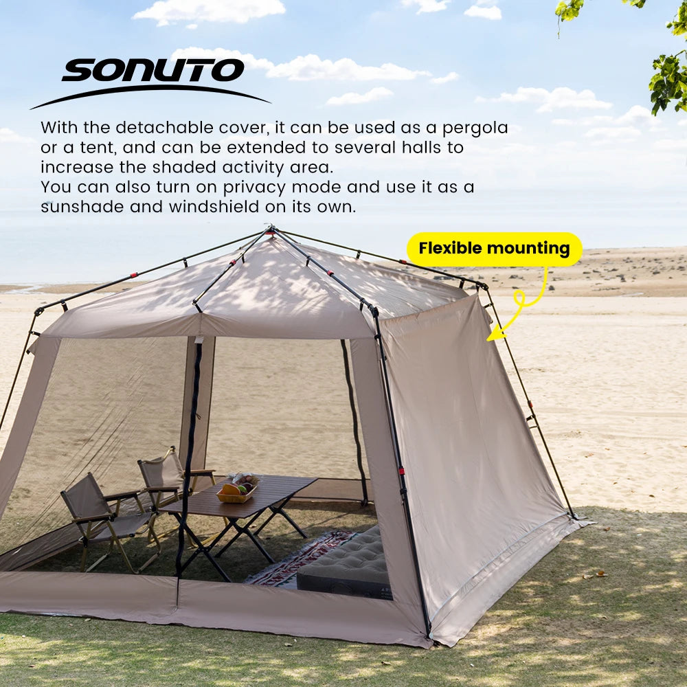 Sonuto Outdoor Canopy Tent Automatic Quick-Opening Aluminum Pole Camping Rainproof Beach Fishing Mosquito Net Sunshade Pergola