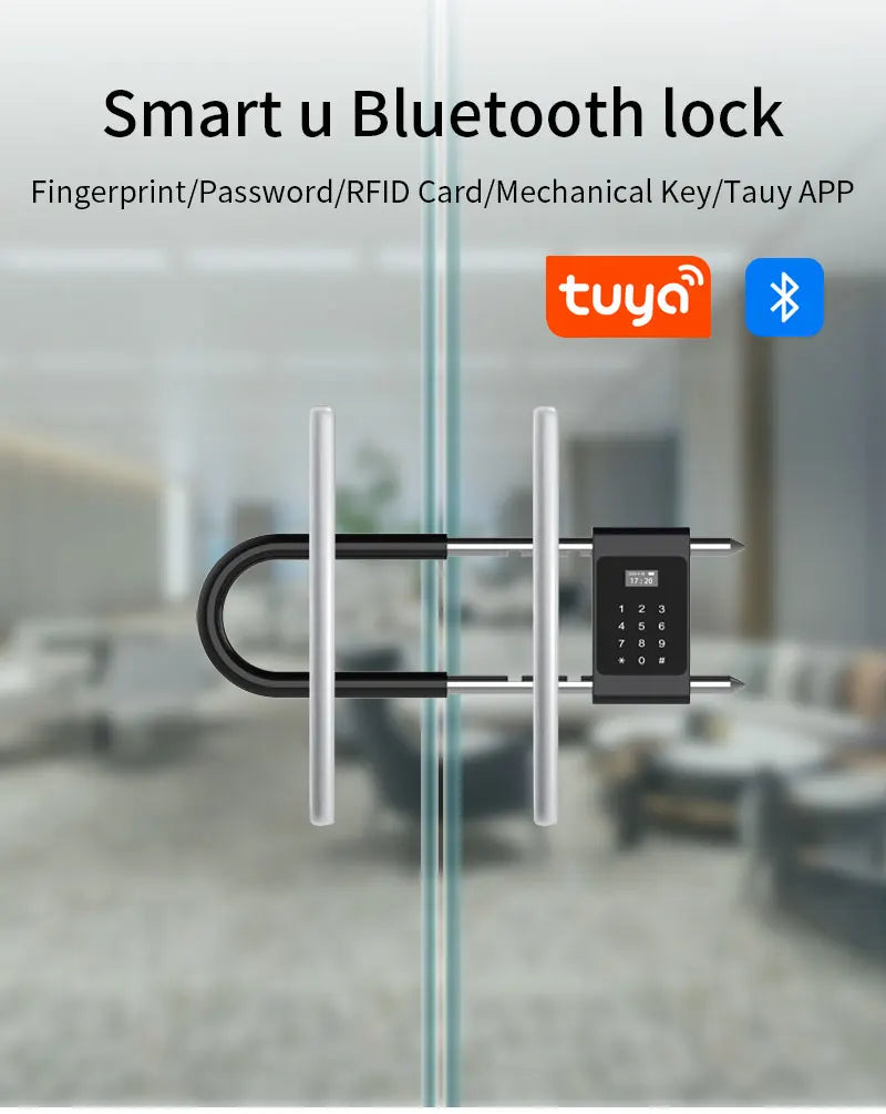 Tuya App Control Fingerprint Smart Lock High Secure Door U-Shaped Lock Bluetooth IC Card Electronic Digit Lock Office Anti Theft