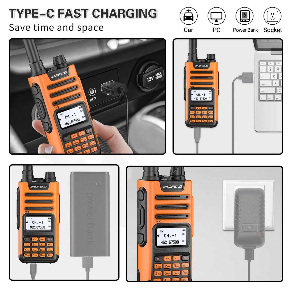 2PCS BaoFeng UV-13 PRO V2 High Power Dual Band Walkie Talkie Type C Charger 50 KM Long Range Transceiver Ham Two Way Radio