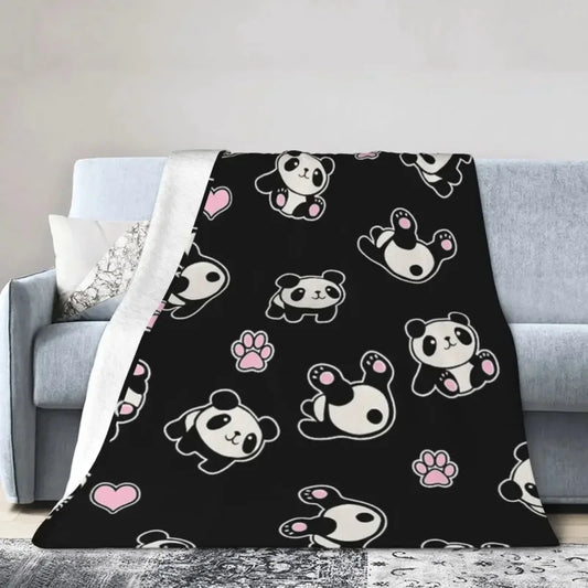 Panda Cute Animal Blankets Soft Warm Flannel Throw Blanket Bedspread for Bed Livingroom Picnic Travel Home Sofa