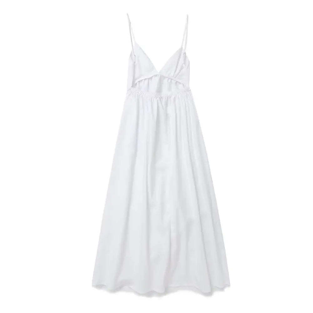 Summer 100% Cotton White Dresses Women Clothing Sleeveless Maxi Long One Piece Dress Spaghetti Strap Backless Beach Sundress New