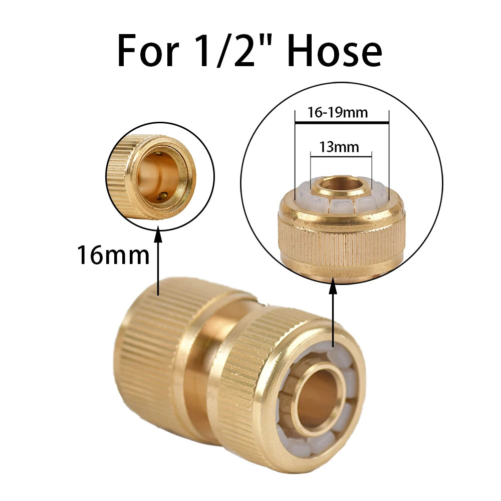 1/2'' 3/4'' 1'' Brass Tap Quick Connecter 16mm 20mm Copper Hose Coupling Adapter Garden Tubing Repair Watering Gun Fittings Tool