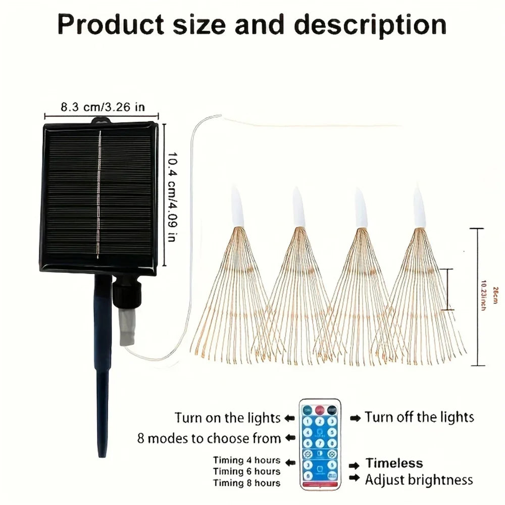 480LED Solar Fireworks Lights Starburst Ball Lamp Remote Control Timer 8 Modes Waterproof Hanging Fairy Lights Yard Party Garden