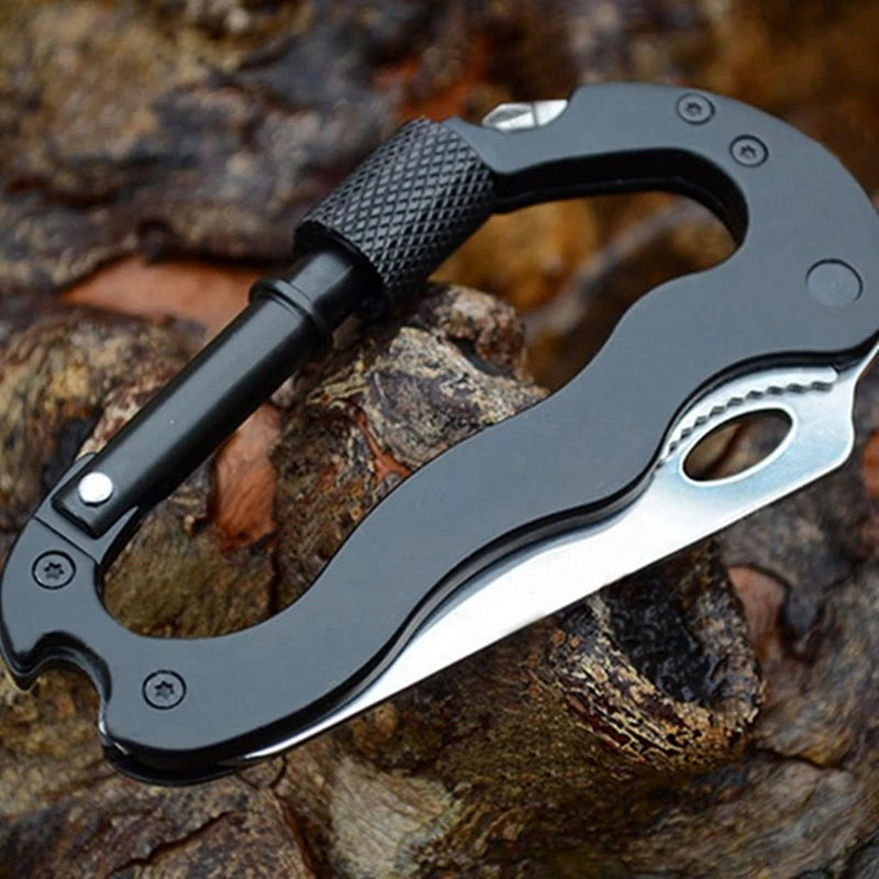 Mountain Climb EDC Stainless Steel Mini Knife Carabiner Multitool Folding Pocket Portable Outdoor Pocket Knife Military Tactical